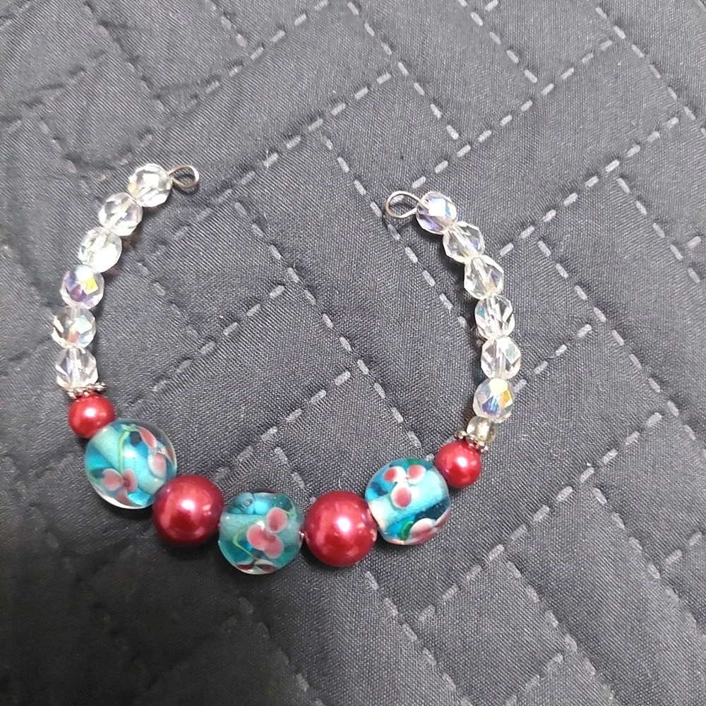 Handmade Jewelry Set Necklace, Earrings, Bracelet Boho Artisan Fuchsia Beads NEW